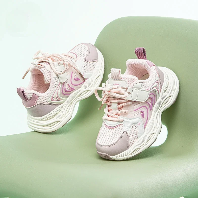 

Spring New Boys' Sports Shoes Mesh Breathable Girls' Casual Shoes Fashion Brand Lightweight Soft Soled Kid's Running Sneakers
