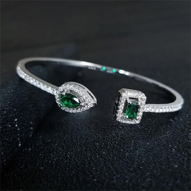Luxury Brand Full of Rhinestone Zircon Opening Bracelets for Women 2023 New Trendy Shiny High-quality Bracelet Ring Jewelry Set
