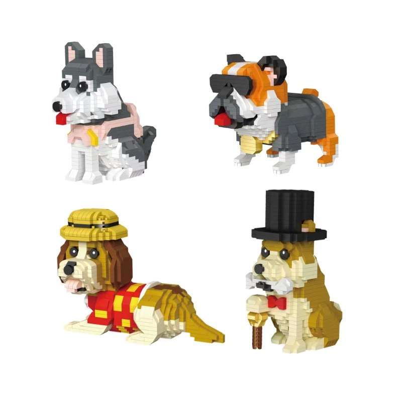 

Lovely Pet Puppy Animal Nanobrick Cartoon Dog Micro Diamond Block Shiba Inu Bulldog Siberian Husky Basset Hound Build Brick Toys