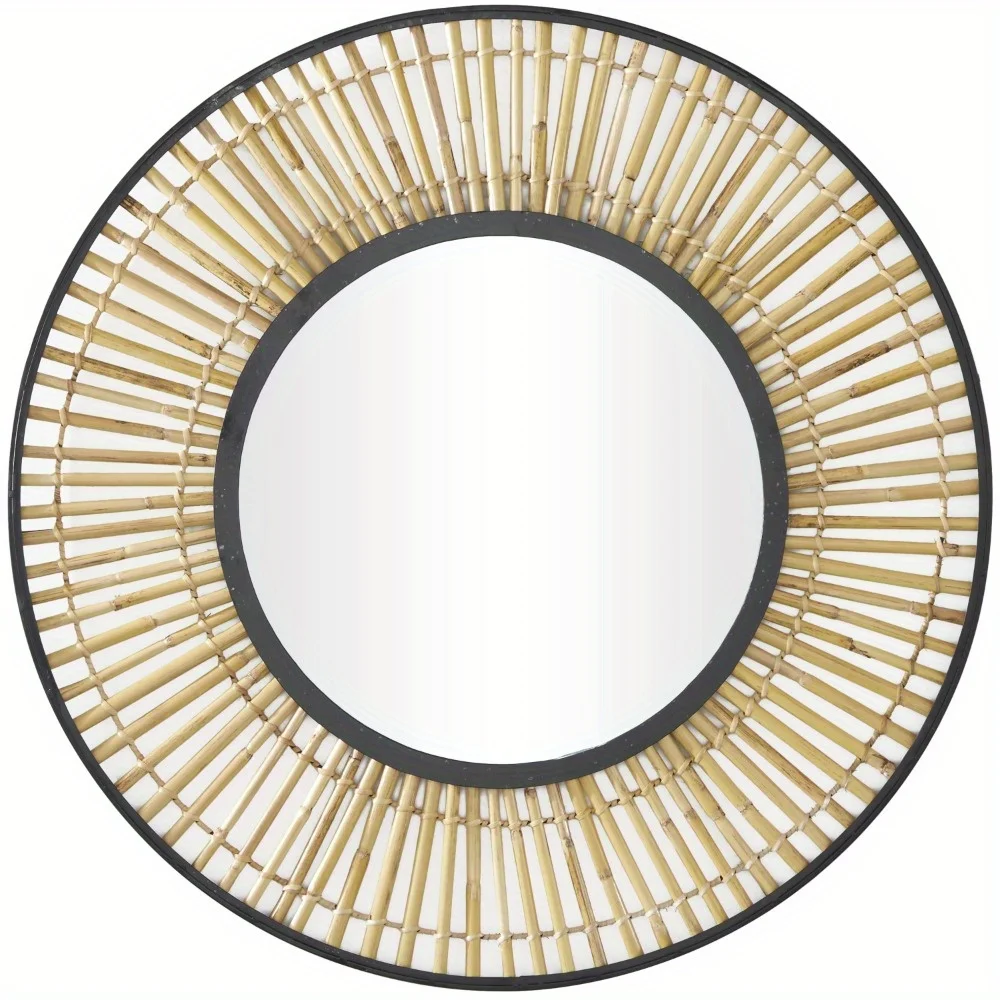 

28" x 28" Brown Handmade Woven Wall Mirror