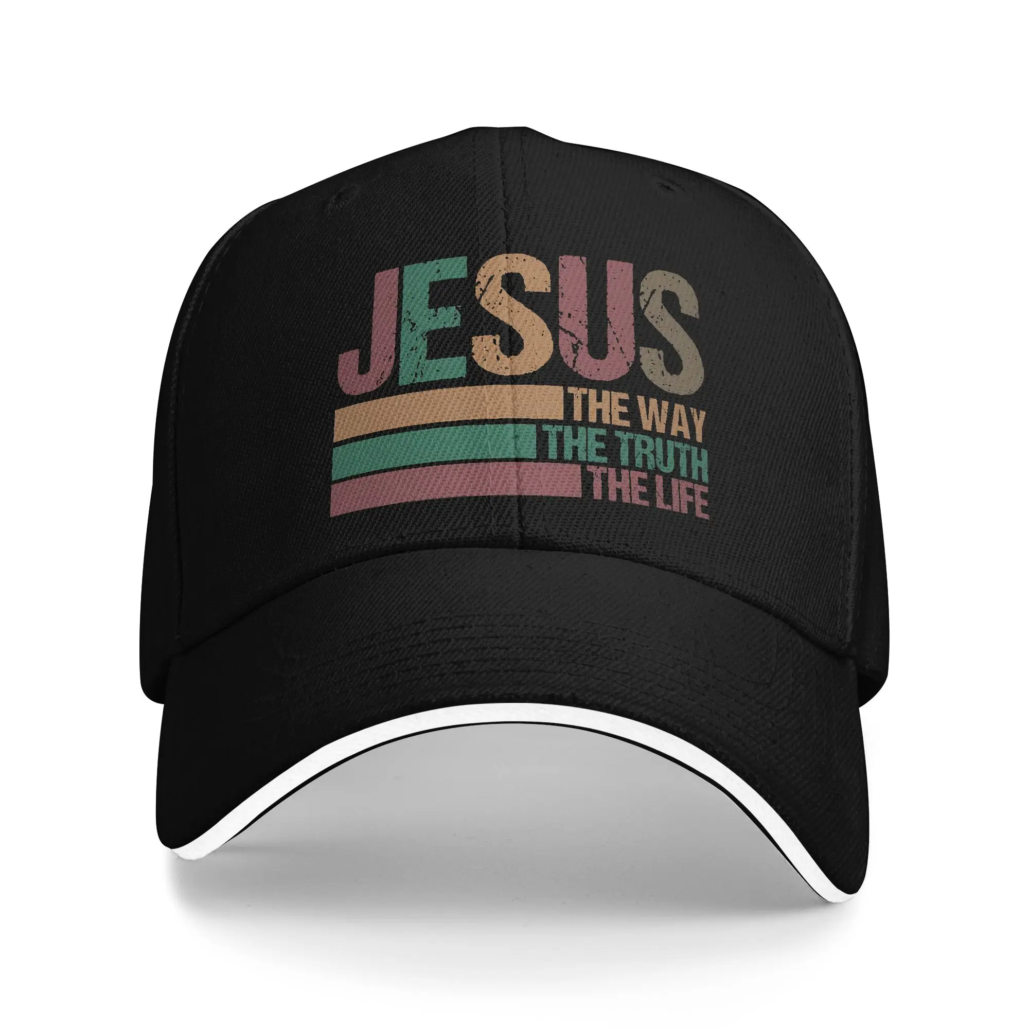Casquette de baseball rétro Hip Hop avec citation chrétienne « Jésus, le Chemin, la Vérité, la Vie », style sandwich, pour le voyage