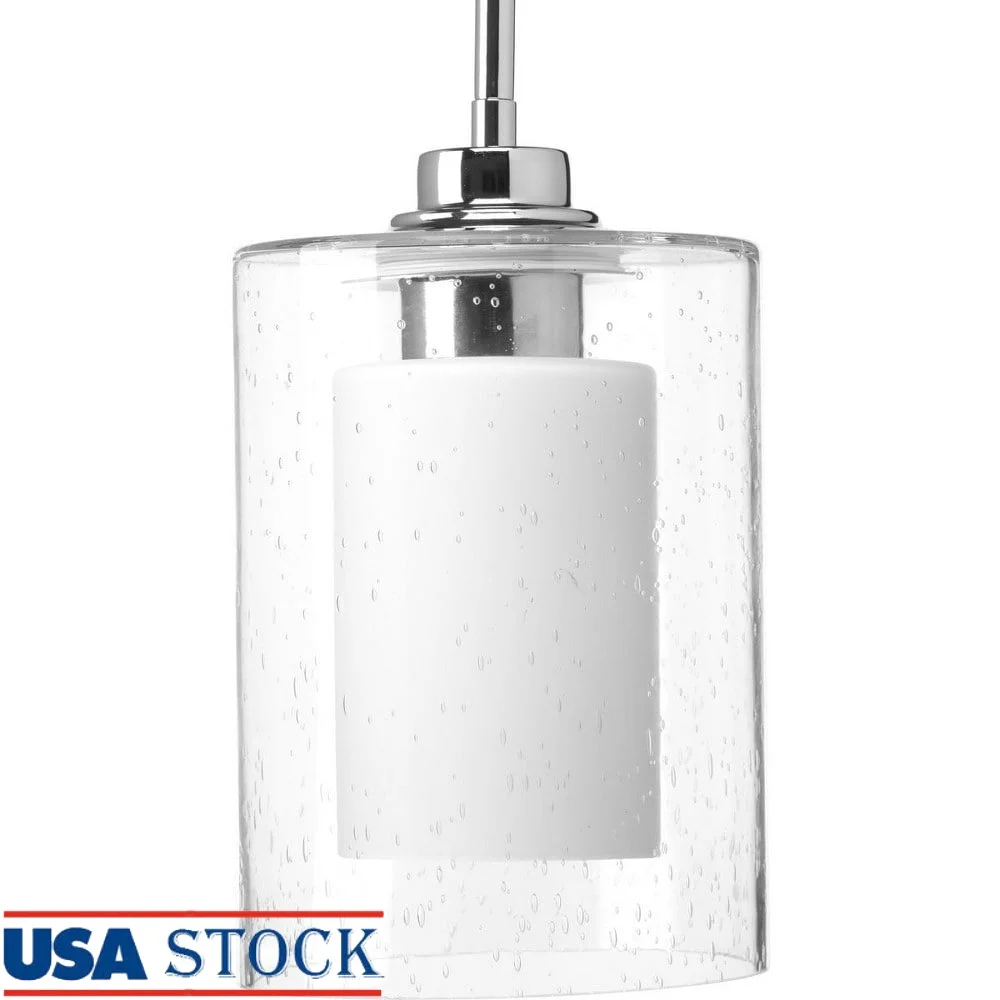 

Double Glass 10 Inch Height Pendant Light Polished Chrome Finish Vintage Inspired Damp Rated 1 Light Fixture Indoor Lighting