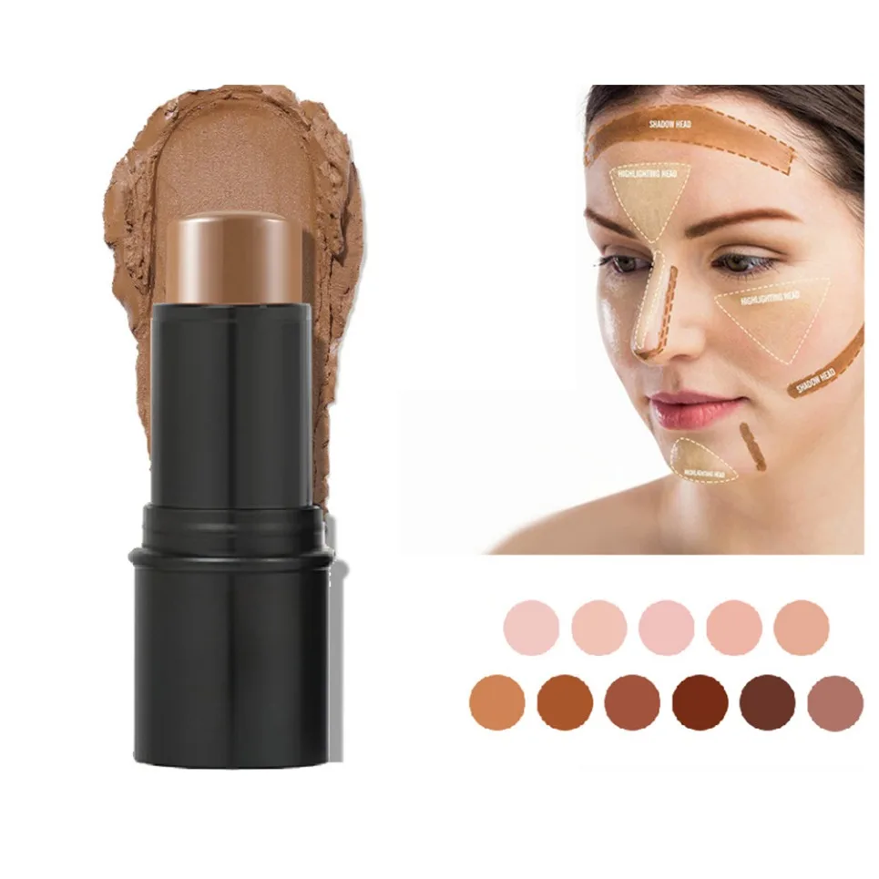 Logo personalizzato all'ingrosso del trucco vegano del stick del correttore dell'ombra 3D della etichetta privata del stick del contorno della copertura completa del tubo nero