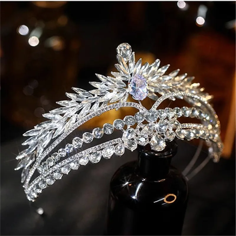 

CC Luxury Tiaras Wedding Accessories Women Headbands Engagement Hairbands Bridal Jewelry Leaf Shape Trendy Crystal Crowns MY10