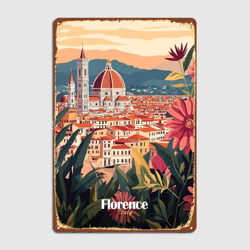 Florence Italy Cityscape Travel Poster Metal Sign Life Wall Custom Bedroom Indoor Home Wall Decor Posters Room Decoration