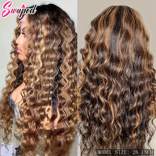 250% 360 peluca llena de encaje Piano resaltado Ombre 13x6 HD peluca Frontal de encaje 13x4 frente profundo rizado cabello humano Remy sin pegamento prearrancado