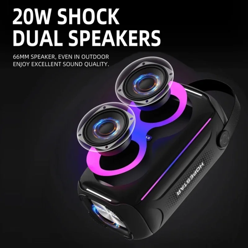 HOPESTAR Party200mini Portable Bluetooth Speaker Outdoor Waterproof RMG Light TWS Subwoofer with Dual Speakers TF Card Sound Box