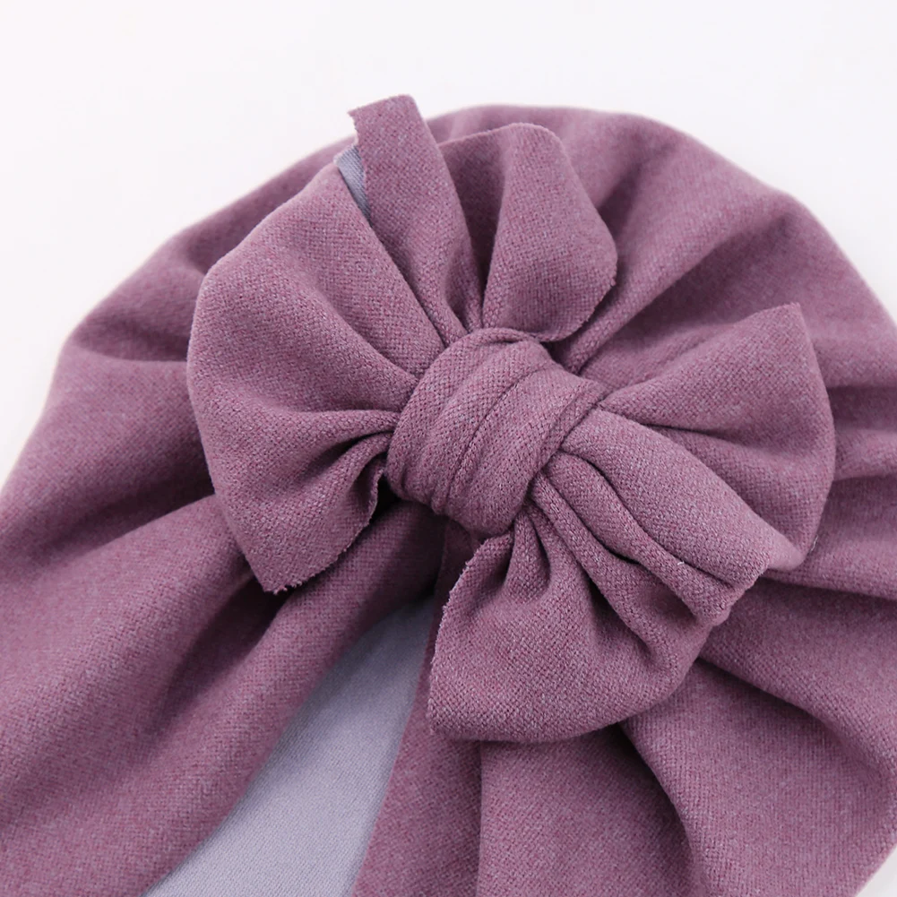 Cashmere Wrinkle Baby Turban Hat Newborn Boy Girl Bow Knotted Folded Headwear Infant Beanies Kids Winter Hair Accessories