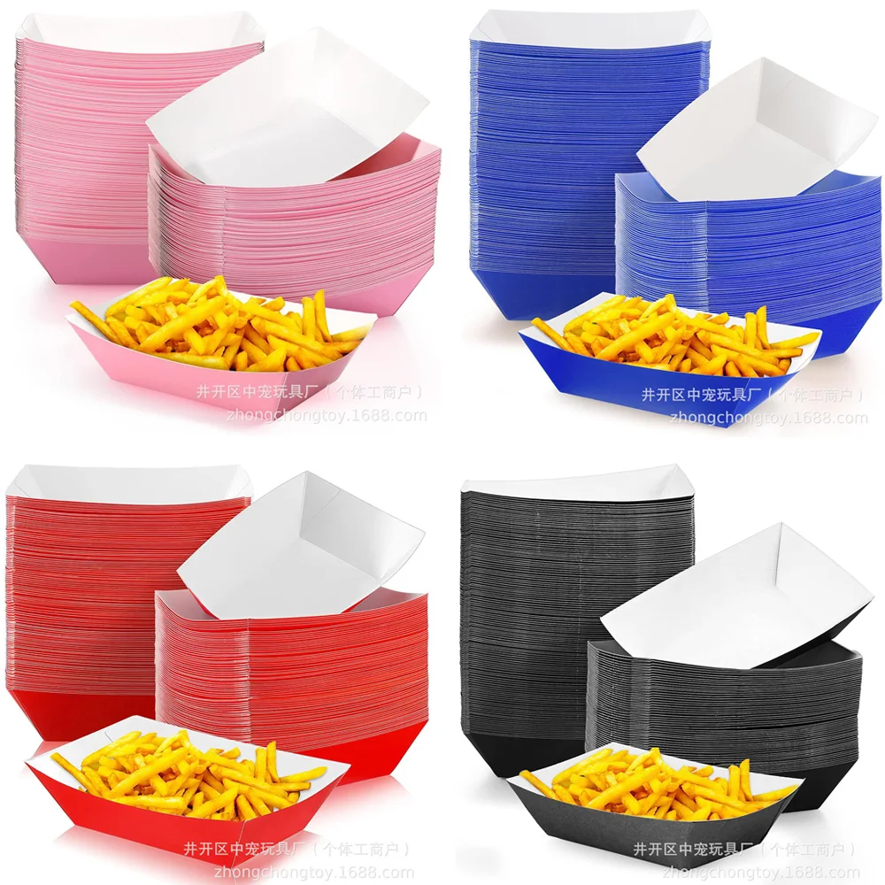 6/12/24pcs Birthday Party Paper Food Boats Boxes Disposable Food Serving Trays Kids Boys Girls Birthday Decorations Supplies