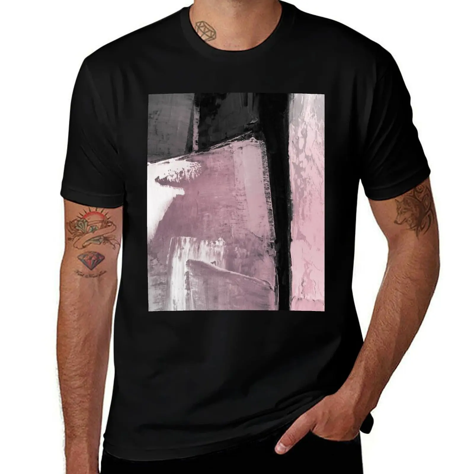 

pink gray abstract T-Shirt man t shirt heavy cotton t shirts for man pack white t shirt custom print T-Shirt