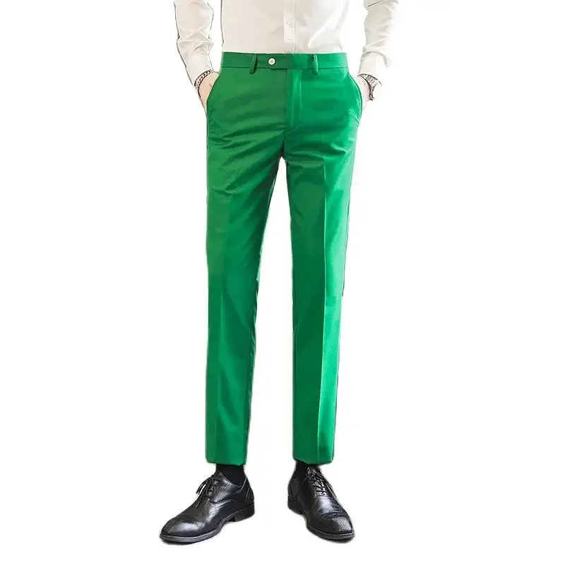 Królewskie niebieskie męskie spodnie garniturowe, biznesowe spodnie biurowe, białe czarne czerwone spodnie Pantalones Hombre Wedding Party Dress Pant, rozmiar azjatycki