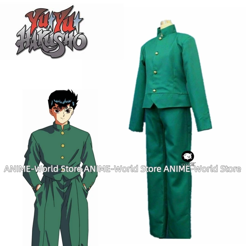 

《Custom size》Anime Yu Yu Hakusho Yusuke Urameshi Cosplay Costume Green Full Set Free Shipping