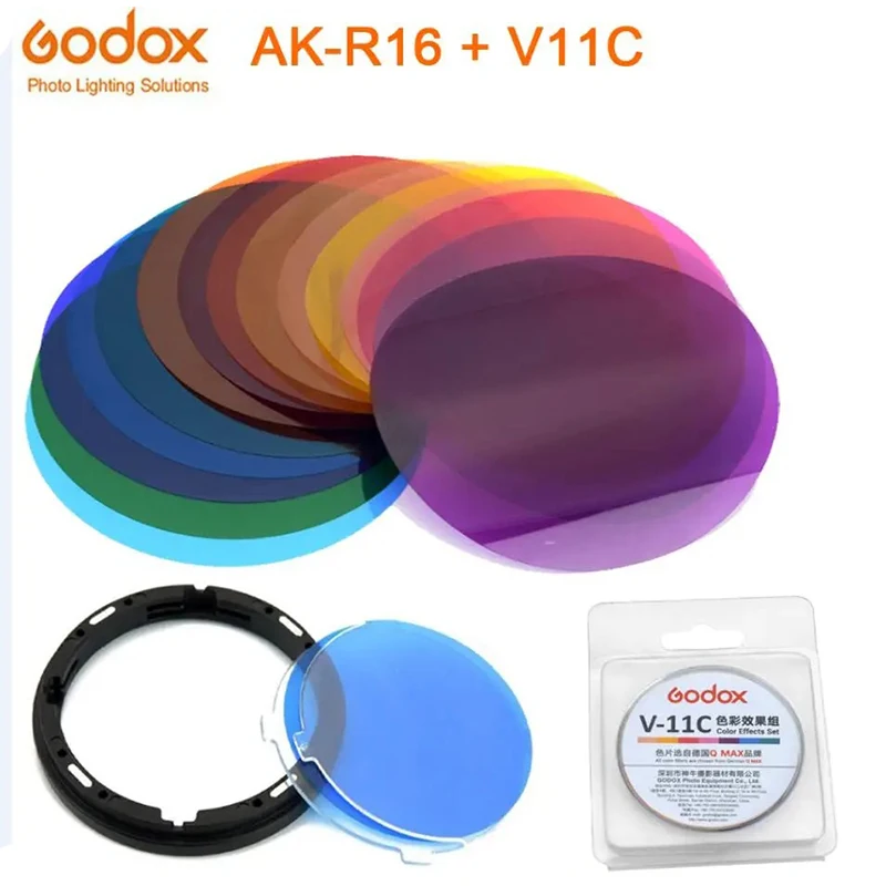 Godox AK-R16 Plaques Filtres Couleur - Compatible V1, H200R, AD200 Pro