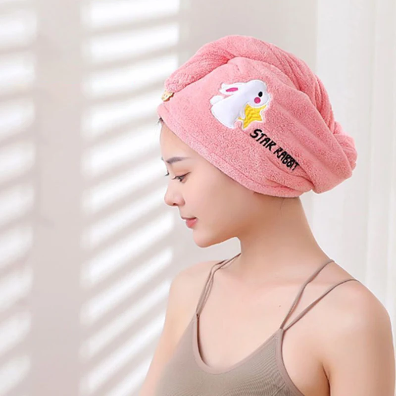 Hair Towel Women Magic Microfiber Shower Bathroom Bath Hat Solid Towel Quick-dry Soft Absorption Turban Hair Head Drying Cap