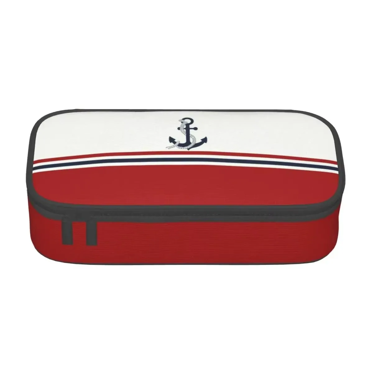 

Custom Kawaii Navy Blue Stripes Nautical Anchor Boat Pencil Case for Girls Boys Large Storage Pen Bag Box Stationery