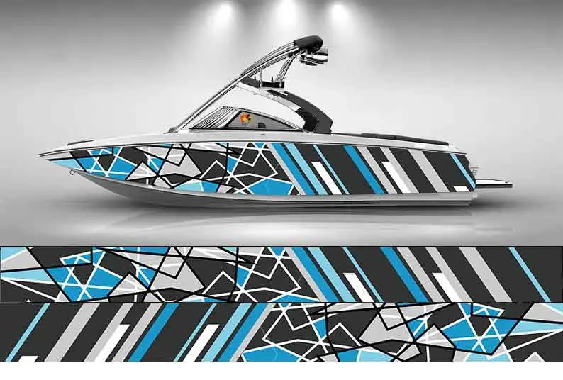 Cyan Purple and Black Abstract Graphic Vinyl Boat Wrap Decal Fishing Bass Pontoon Sportsman Bowriders Deck Watercraft etc.. Boat