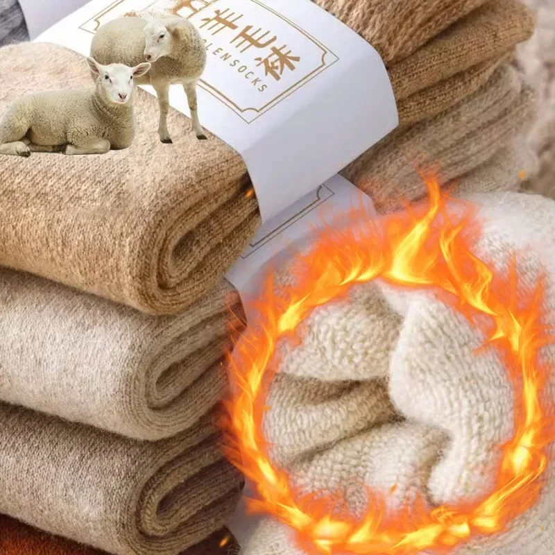 Winter Warm Thick Towel Bottom Man Socks Wool Male Sock Slipper Sock for Women Merino Wool Socks Against Cold Snow Socks