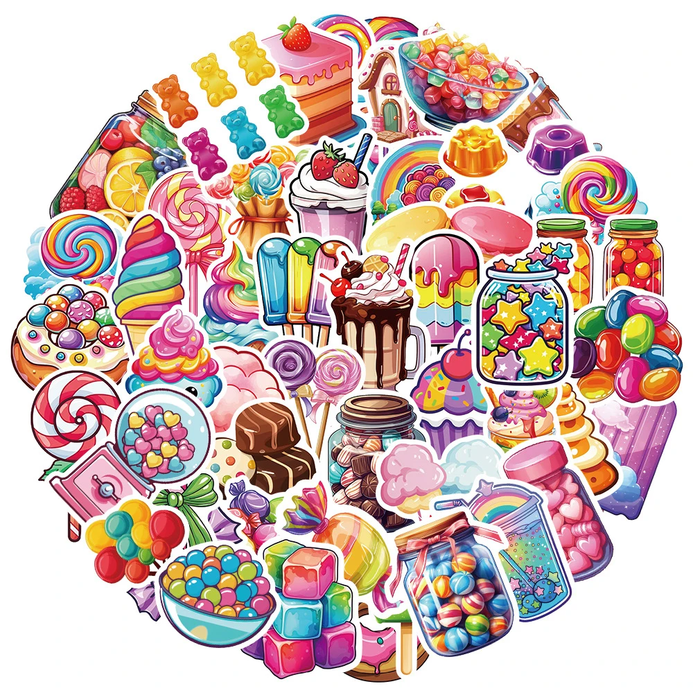 

10/30/50pcs Cute Cartoon Candy Dessert Stickers Colorful Graffiti Decals DIY Suitcase Phone Laptop Bike Classic Kids Toy Sticker