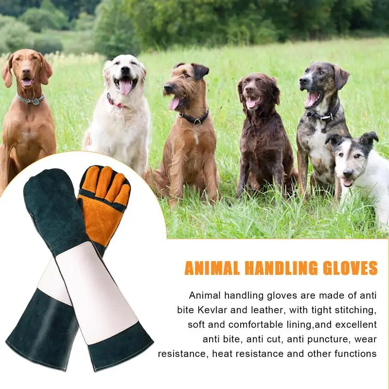 Animal Handling Gloves Reinforced Leather Bite Sleeve Dog Training For Large Dogs Bite Proof Animal Gloves For Cat Dog Bird