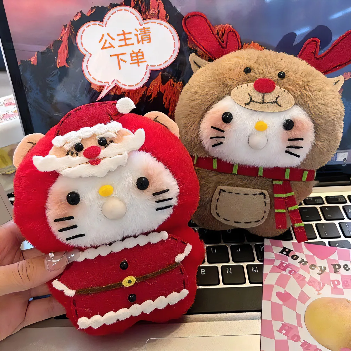 Hello Kitty писк шип пузырь кукла Санта-Клаус лось Hello Kitty ручная работа diy материал упаковка кулон записываемые куклы