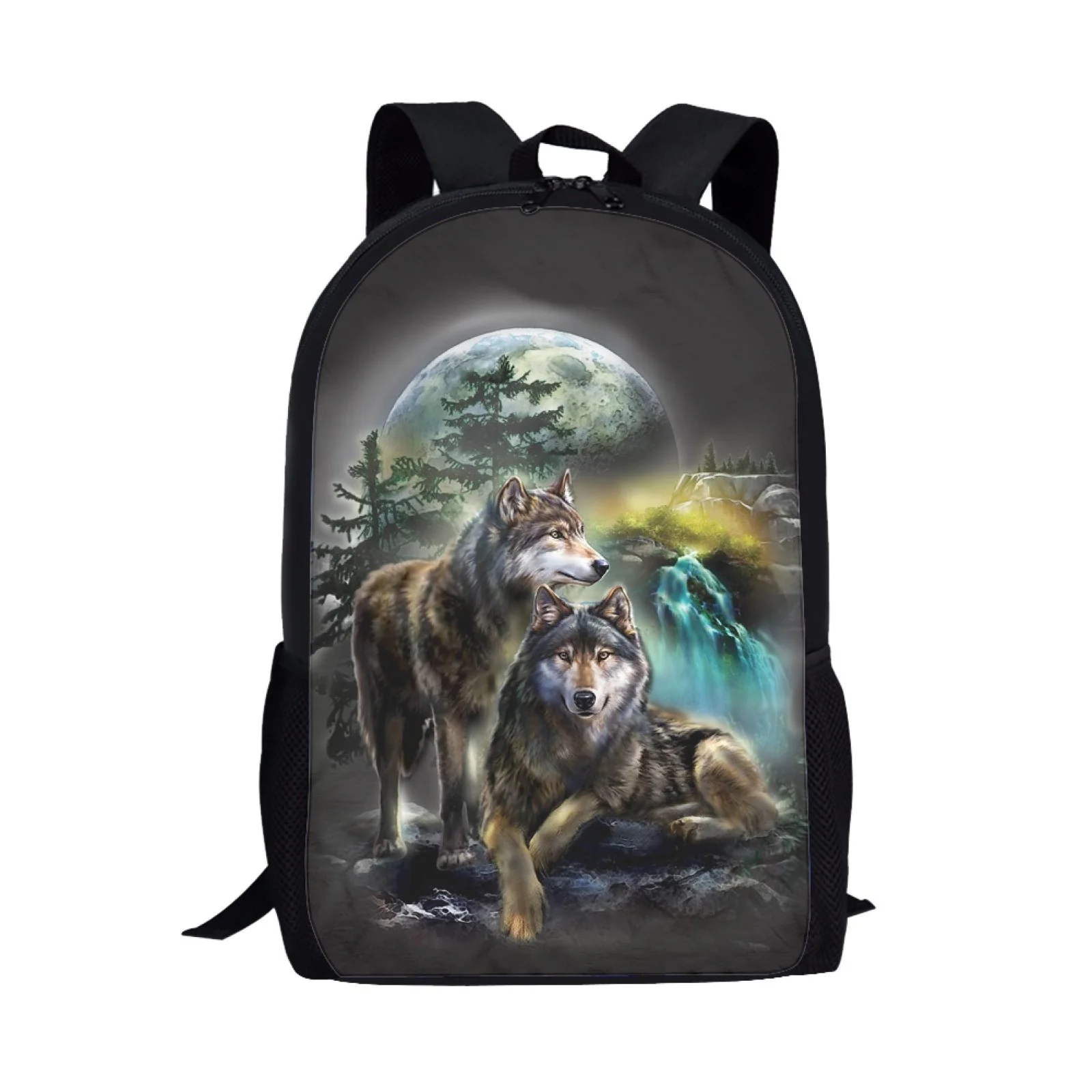 Kids School Backpack for Teenagers Girls Boys Schoolbag Moon Wolf 3D Print Child Book Bag Bookbags Primary Students School Bags
