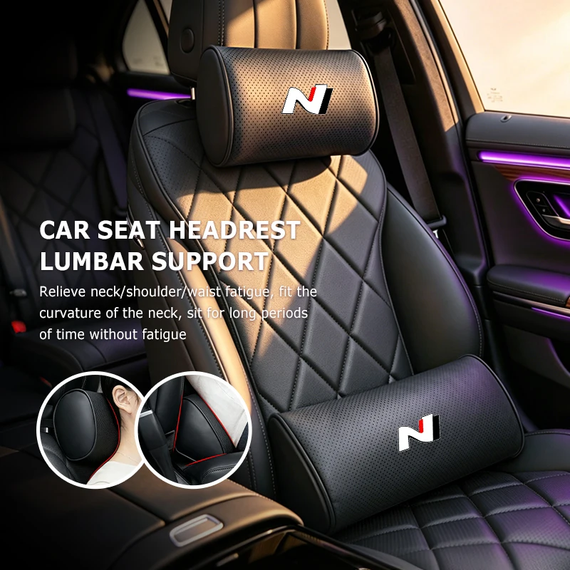 Car Seat Safety Headrest Pad Auto Emblem Neck Pillow Support Protection Pad For Hyundai Sonata i30 i20 Tucson Elantra Kona N