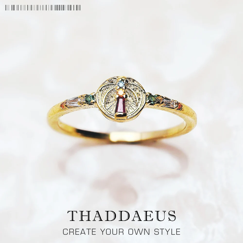 

Золотое кольцо, красочная пальма, ювелирные украшения для женщин, весенний новый богемный подарок из стерлингового серебра 925 пробы