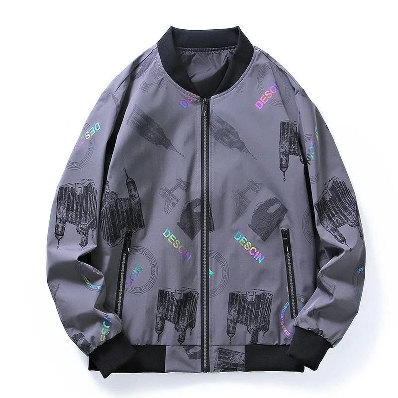 

Mens Bomber Jackets Casual Sport Stand Collar Long Sleeve Zipper Coats 2022 Spring Casual Fashion Print Tops Plus Size 7XL 8XL