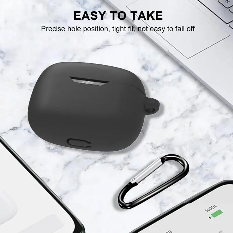 Bluetooth Headset Protection Cases Shockproof Headphones Cover Anti-Drop Protective Silicone Earphone Case With Carabiner