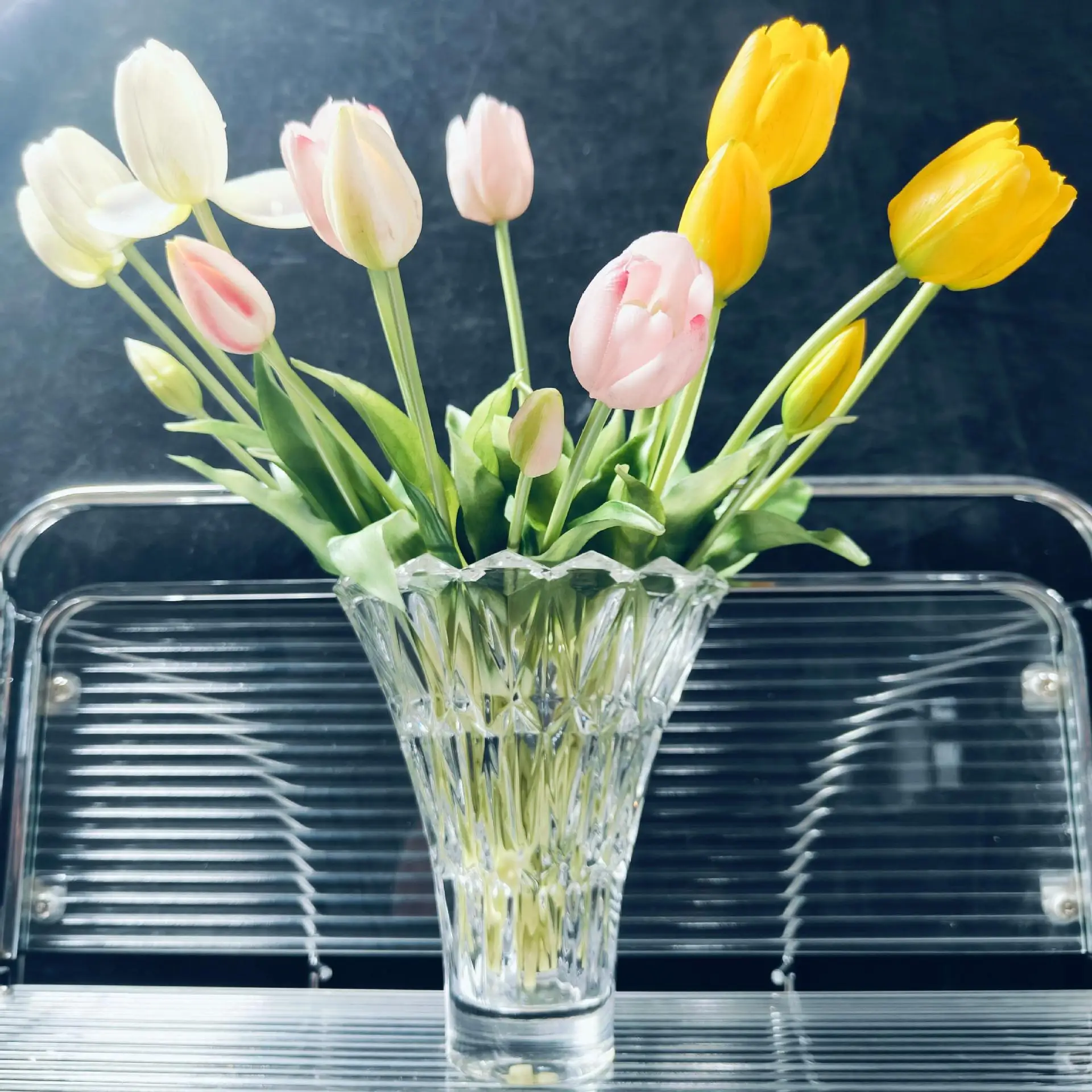 European Crystal Transparent Glass Vase, Advanced Hydroponic Flower Pot, Living Room Dining Table, Home Ornament, Flower Ware