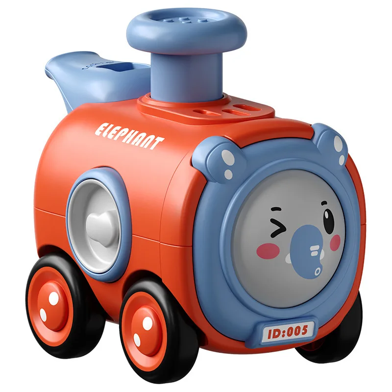 Train Car Press Face Changing with Whistle Small Train Toys,Cartoon Crash Resistant Train Car,Inertia Whistle Toy for Kids Gift