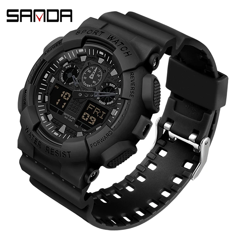 SANDA 2023 Sport Digital Watch Men Swimming 50M Waterproof Quartz Watch Multifunctional Military LED Electronic Wristwatch Men