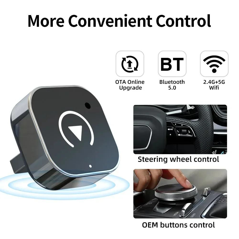2 in 1 Wireless CarPlay Android Auto Adapter Smart USB Dongle Auto Connect Plug and Play for iPhone Android Factory Wired Cars