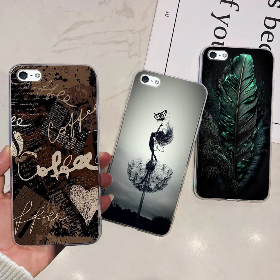 Women Fashion Butterfly Flower Coque Shell For iPhone SE 2016 iPhone 5 5s 6 Plus 6s Plus Back Cover Clear Soft TPU Coques Etui