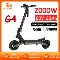 KuKirin G4 2000W Electric Scooter 60V 20Ah 11 Inch Tire Off-Road Electric Scooters 75km Range 70km/h Max Speed Escooter 6 LEDs