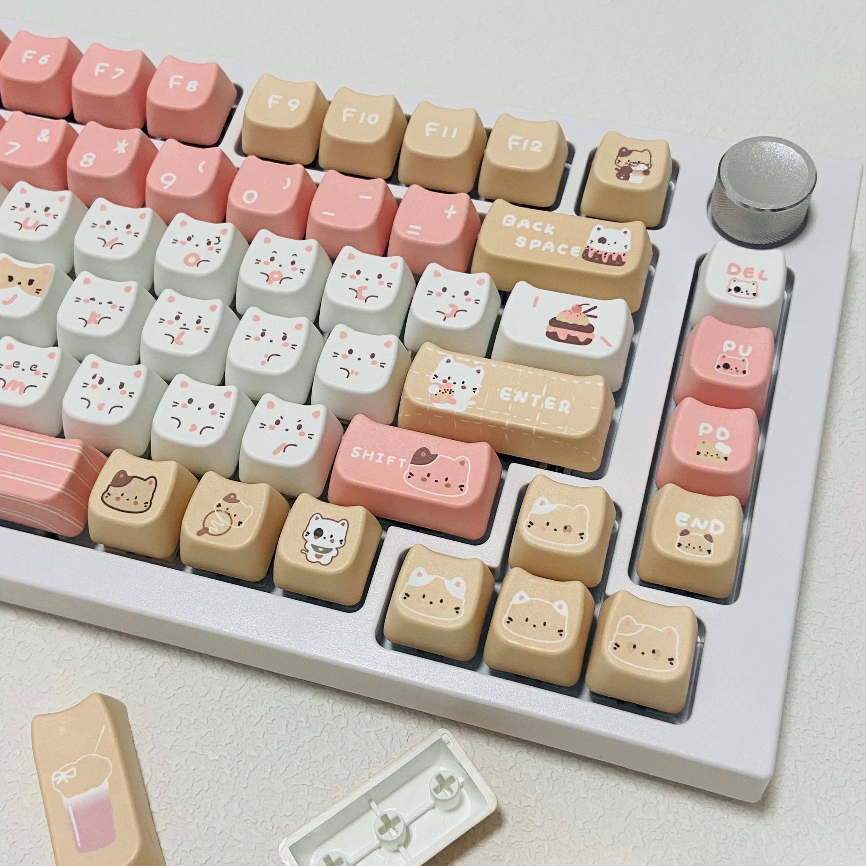 

Симпатичные колпачки для клавиш MAO, профиль, розовый, черный, морская соль, кошачьи ушки, колпачки для игровой механической клавиатуры, колпачки для клавиш на заказ, PBT, сублимация