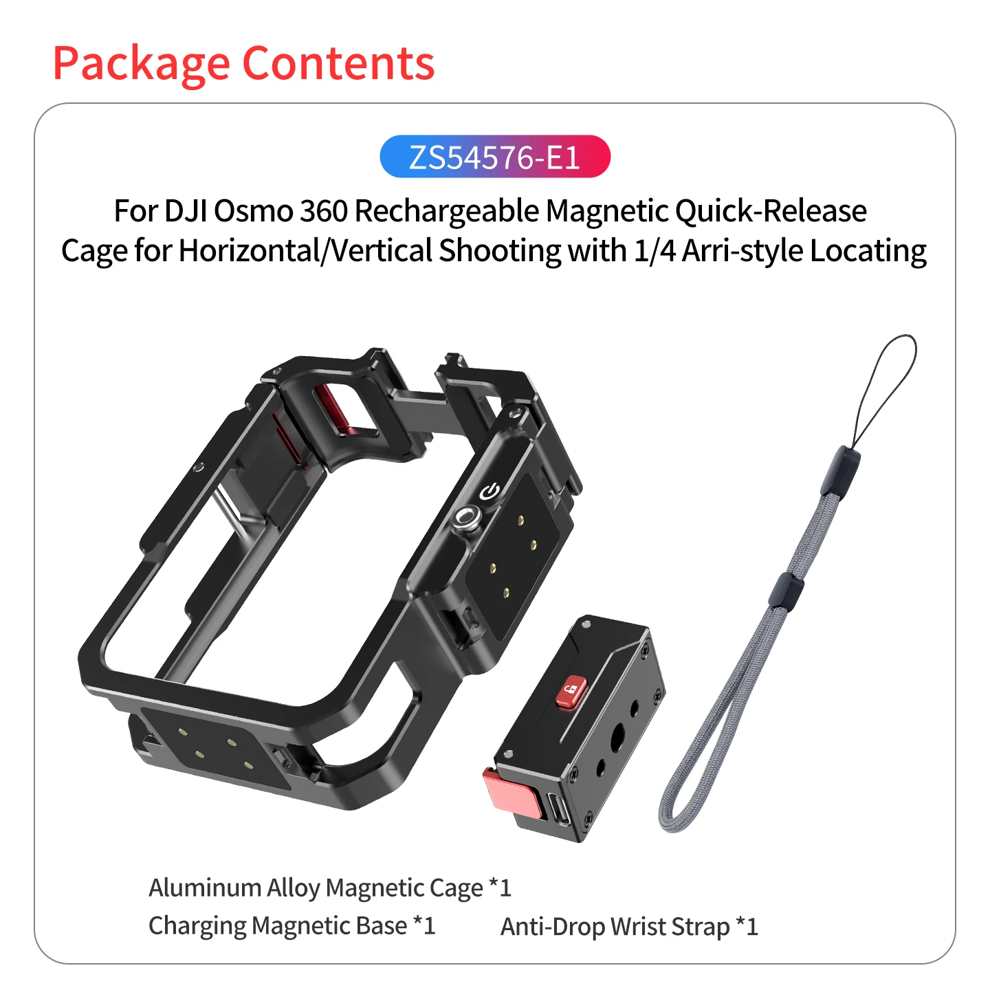 Bgning für DJI Osmo 360 Magnetischer Kamerarahmen für Horizontale & Vertikale Fotografie Schnellverschluss Aufladbare Erweiterung Stativhalterung – Detail 13