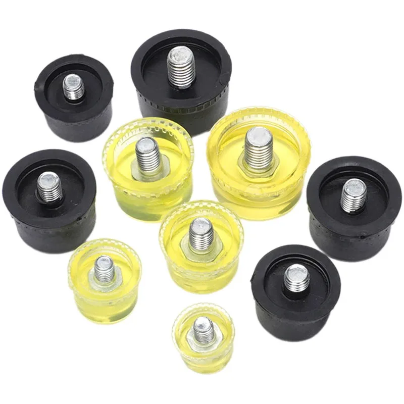 10 Pairs Rubber Hammer Head 25mm 30mm 35mm 40mm 45mm Yellow Black Replacement Nylon Heads For Double Sided Installation Hammer