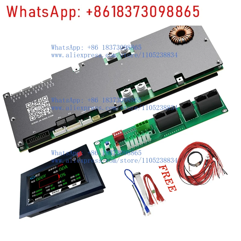 

PB2A16S20P V19 с сенсорным экраном 4.3 дюйма, 100А 150А 200А 300А JK BMS 16S 200А BMS 48В LiFePO4, активный балансир скорости