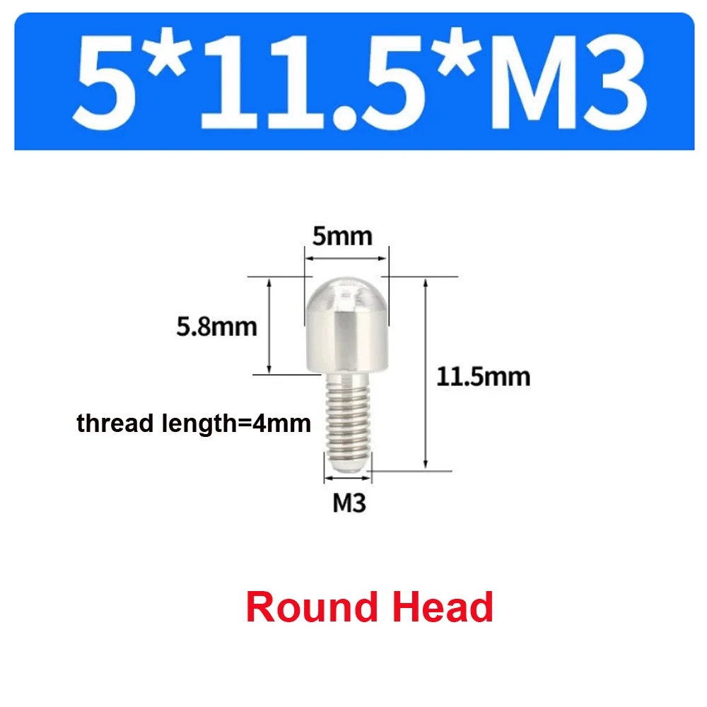 10 Stück/Beutel Edelstahl 303 Positionierstifte M6 Konischer Rundkopf mit Flachkopf Außengewinde Metall-Einsatzschraube 5mm Verriegelungsbefestigung – Detail 27