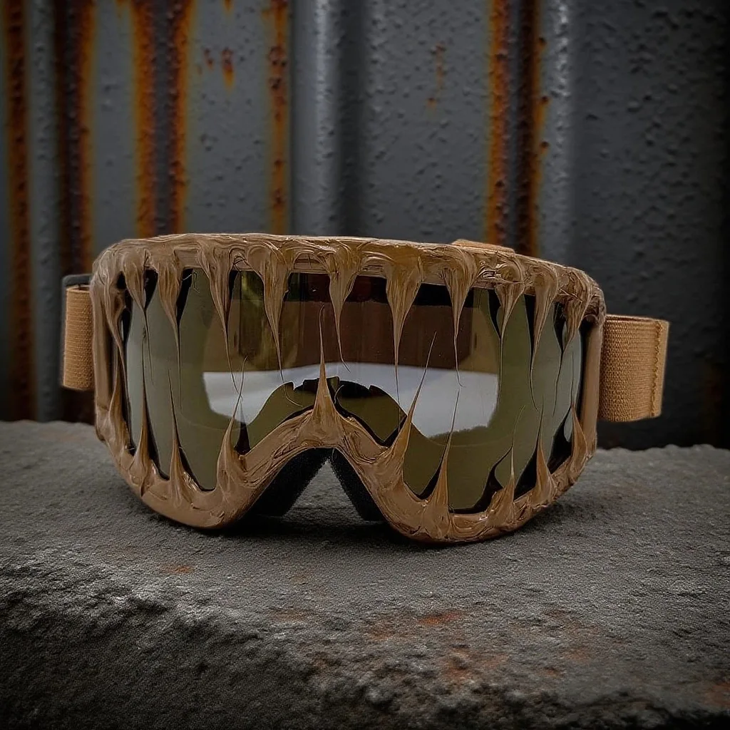 Dark Brown Wasteland Punk Style Drip Glue Goggles Sunglasses for Men Women Cool Unique Outdoor Windproof Tactical Party Shade