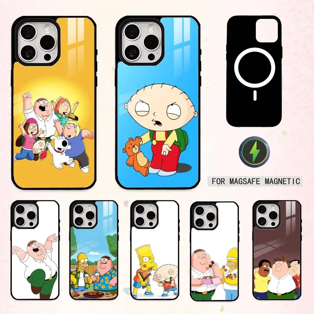 

C-Cartoon F-Family Funny Guy Phone Case For iPhone17,16,15,14,13,12,11 Plus,Pro Max Magnetic For Magsafe Wireless Charging