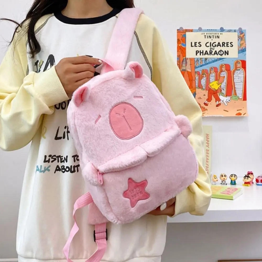 Grande capacidade capivara pelúcia mochila, grande capacidade Animal Cartoon Crossbody saco, moda recheada