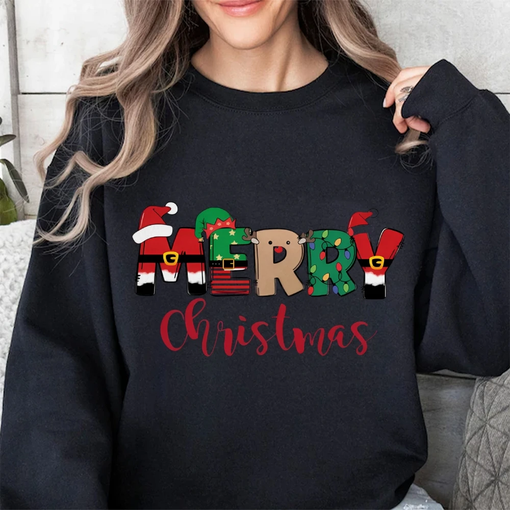 Merry Christma Top 100% Cotton Pullover Unisex Hoodie Long Sleeves Y2K Style High Street Sweatshirt Comfort Cheap Sportwear