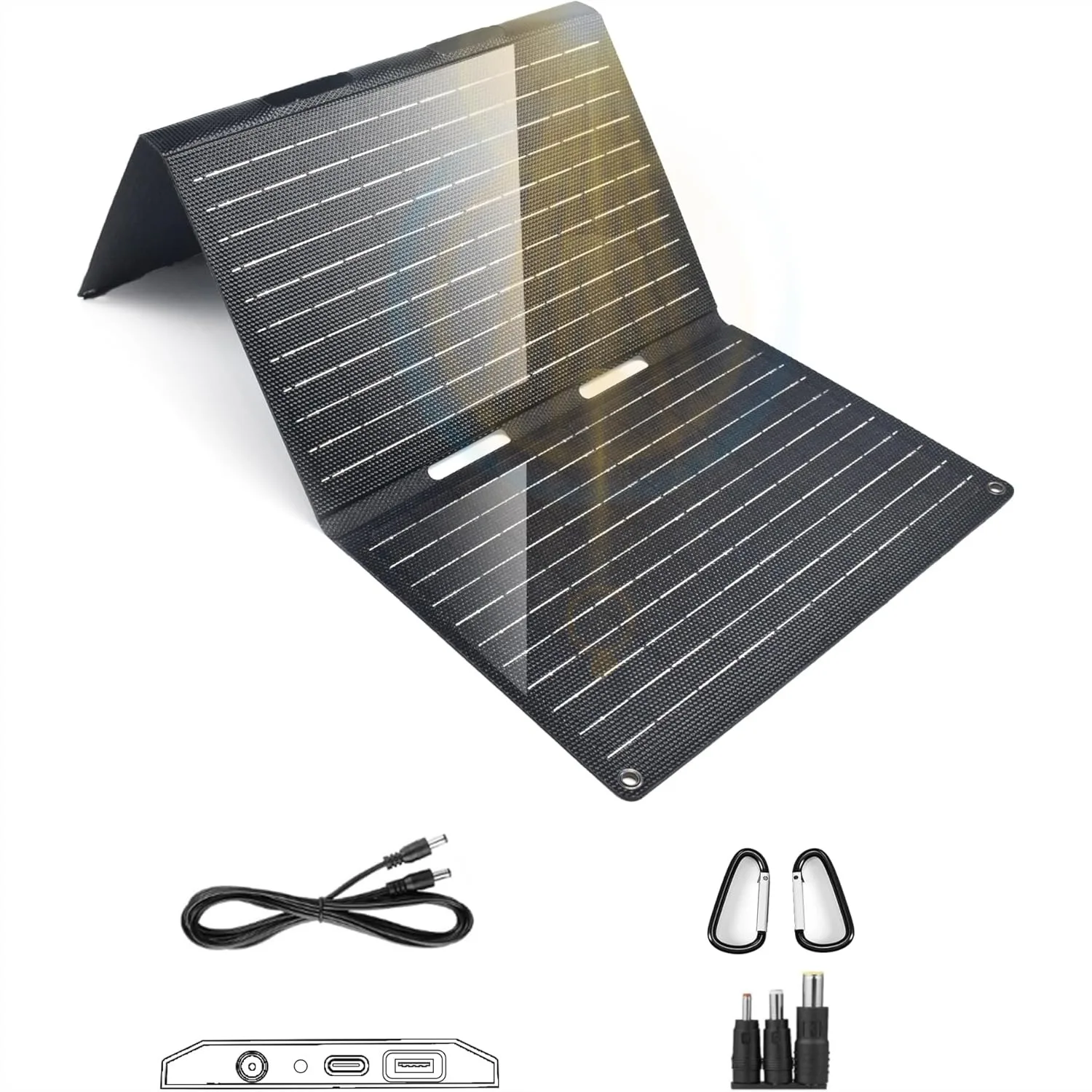 

30W Portable Solar Panel, Foldable Solar Charger with QC3.0 USB-A USB-C & DC Output for Phone Power Bank iPad Camping Hiking RV