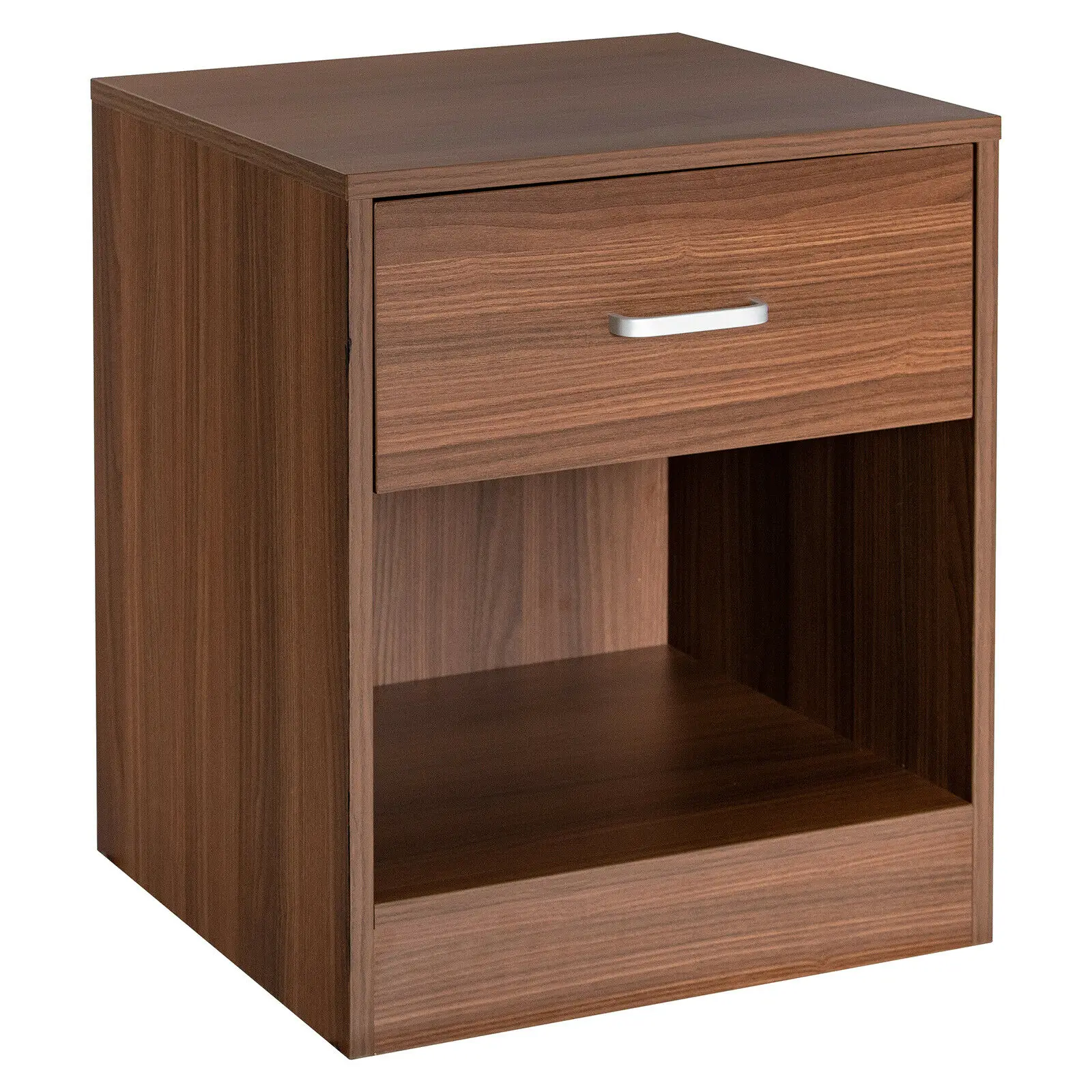 Costway Nightstand with Drawer Storage Cabinet Modern Beside End Table Brown