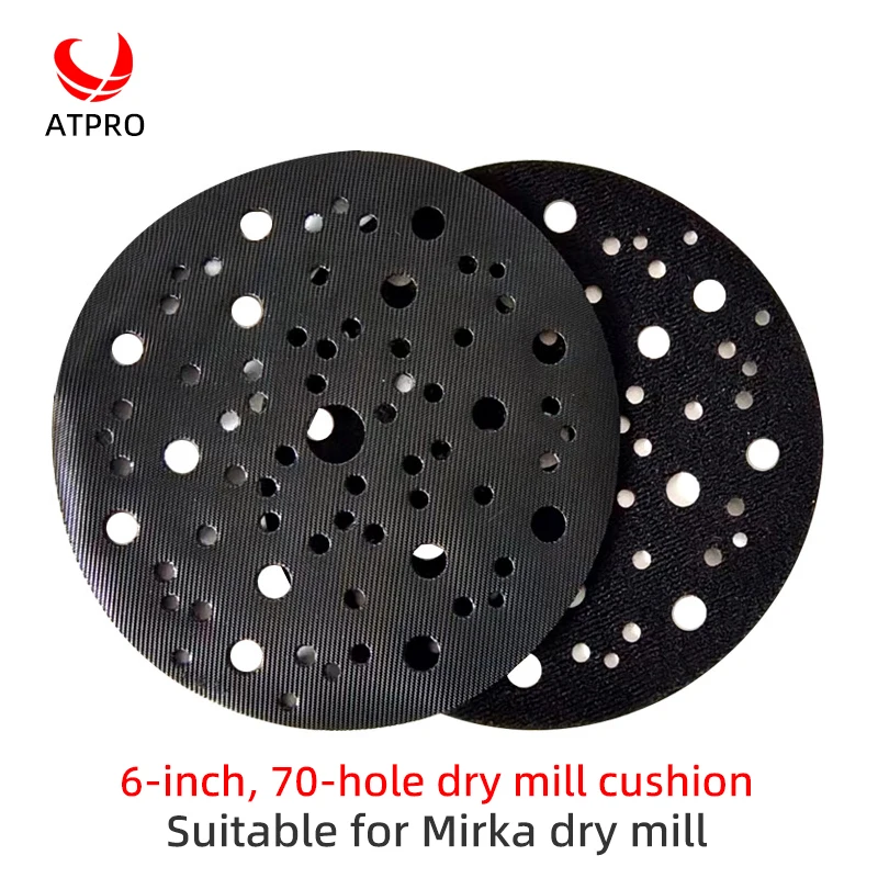 8pcs 6-inch 70-hole Dry Mill Cushion For Mirka 150mm Sandpaper Sander Cushioning Flocking Protective Pads