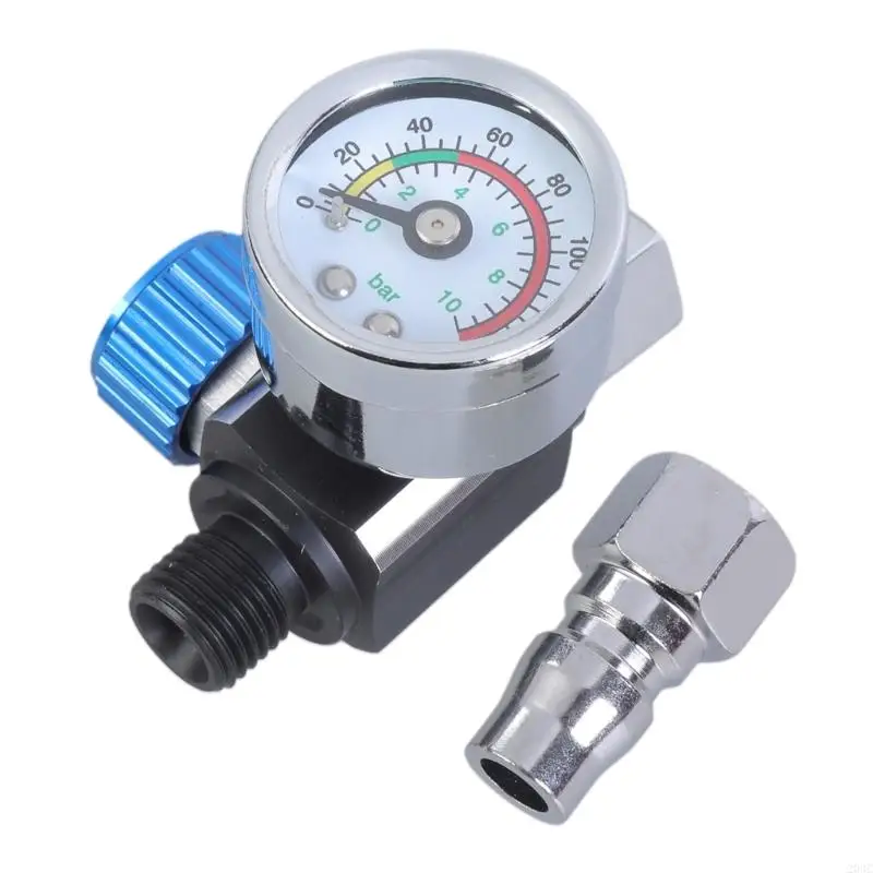 203C 1/4” Gun-Air Pressure Regulator with Pressure Gauge Pneumatic Tool Adapter