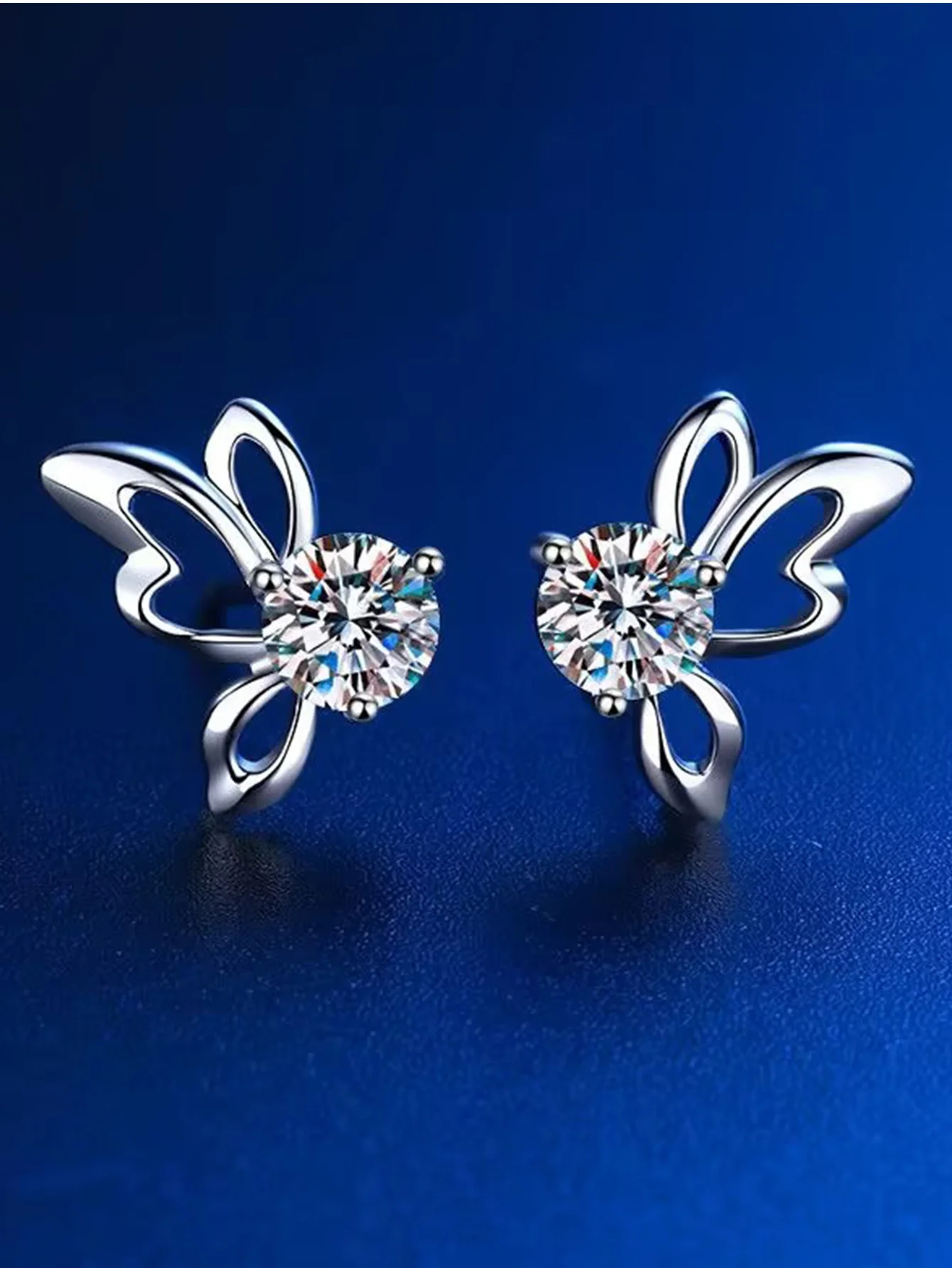 Pendientes de mariposa de moissanita, aretes de compromiso de Plata de Ley 925, nuevos, 2024