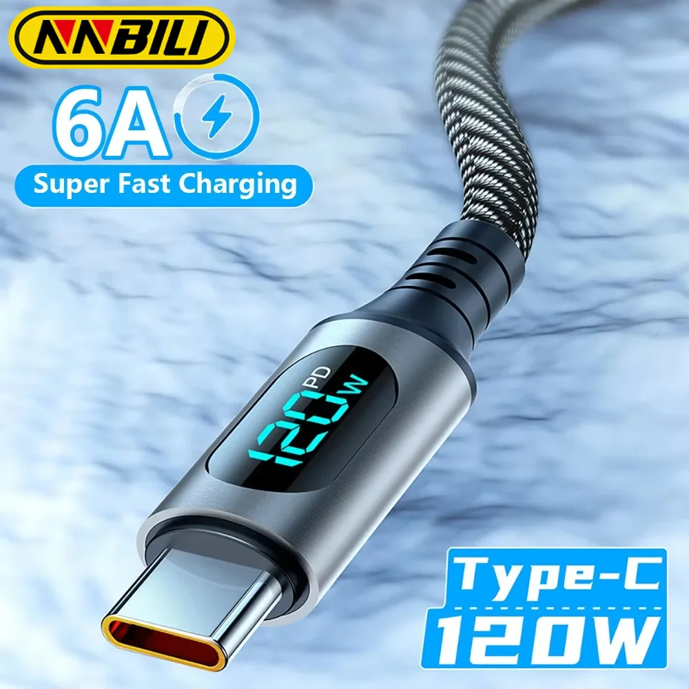 NNBILI Typ-C-Kabel, 120 W, USB, superschnelles Laden, Handy-Ladekabel für Oppo Vivo Iqoo Huawei, USB-C-auf-USB-C-Schnellladekabel